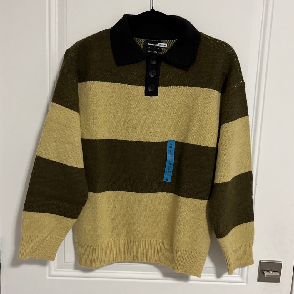 Pull & Bear Men’s Rugby Knit Polo Shirt - Size L